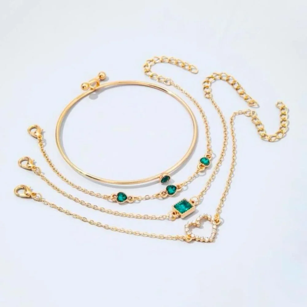Heart & Square Bracelet Set